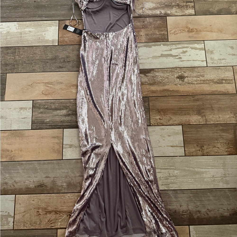 Fashion Nova Metallic Silver Backless Dress - Picture 3 of 3